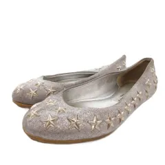 ジミーチュウ JIMMY CHOO フラットシューズ ラウンドトゥ スタースタッズ 35 シルバーカラー /FF ■GY62