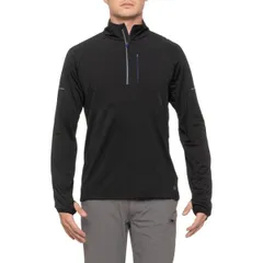 アシックス メンズ トップス シャツ ニット ASICS WaffleKnit Back Woven Shirt Zip Neck Long Sleeve BlackRoyal ブラックのサムネイル