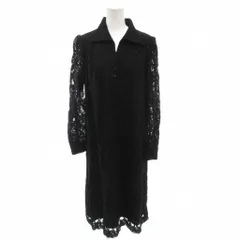 タエ アシダ TAE ASHIDA ワンピース ドレス レース オープンカラー 長袖 ロング 11 黒 ブラック /FF ■GY62