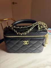 チュール ブラック キルティング ミニ チェーンバッグ ゴールド