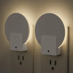 Lyridz センサーライト 室内 コンセント バックライト型 常夜灯 明暗センサー 明るさ調節可 足元灯 夜間常時点灯 ナイトライト 省エネ 玄関 廊下 段階 洗面台 電球色 (2個入り)koe