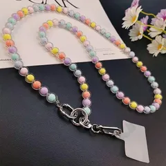 透明パッチ付き　ネックストラップ　ロング　パステルカラー　可愛い　斜め掛　112㎝