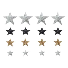 新品 星スパンコールモチーフ ワッペン 16点セット キラキラ星形スパンコール 衣服パッチ DIY 工芸品の装飾 パッチ アップリケ