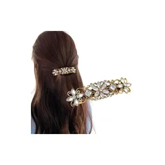 【新品】 [Herbeluemily] バレッタ 髪留め ビジュー アンティーク調 フラワー ヘアアクセサリー メタル エレガント B ゴールド HM-0150-R05-B-GD 1