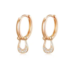 【新品】 FH.bird ピンクゴールド ピアス フープ 馬蹄 シルバー925 人気 金属アレルギー対応 レディース ピアス リング ジルコニア U形 通勤 オフィス パーティー 記念日 誕生日 母の日 プレゼント 母の日 ギフト