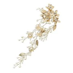 【新品】 【思い出の瞬間、より美しく】やわらかワイヤーヘッドドレス ゴールド ウェディング ヘアアクセサリー 結婚式 髪飾り バックカチューシャ ブライダル ティアラ 披露宴 髪留め ヘアアクセ (ゴールド) 0