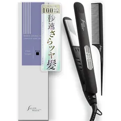 SALONMOON ヘアアイロン ストレート 2WAY 高速起動 ダブルマイナスイオン 80?230℃ デジタル表示 海外対応 ミラーチタニウムプレート サロンムーン (ブラック, 24mm) コーム セット