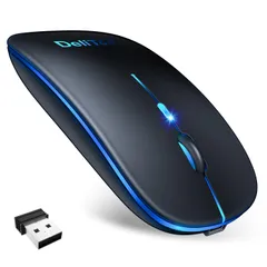 握りやすく持ち運び便利 省エネ 滑らかな動作 小型・軽量・左右対称設計 充電式 旅行・出張・オフィス 光学式 節電モデル 2.4GHz接続 7色LEDライト付き Windows/Mac/PC対応 3段階DPI切替 長時間稼働 ワイヤレスマウス 【極薄デザイン＆