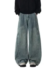 ジーンズ レディース ワイドパンツ ロングパンツ ストレート カジュアル ストリートウェア デニム 体型カバー お出掛け [LUJPOIR] 通勤 普段着