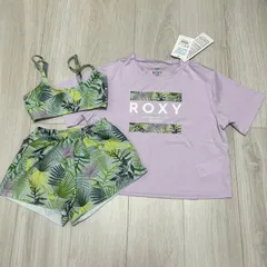 ROXY 120cm ビキニ　セパレート水着3点セット　ロキシー　ボタニカル柄