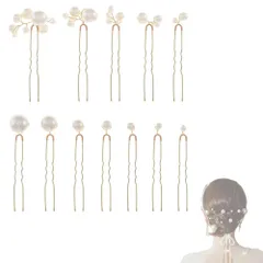 【特価商品】ヘアアクセサリー お呼ばれ 和装 前髪 結婚式 留め 大小サイズ セット 髪飾り 花嫁 成人式 卒業式 12本セット パーティー ドレス 普段使い Uピン おしゃれ ギフト