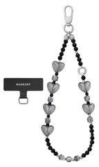 [MagEasy] ストラップ ビーズ スマホストラップ ちぎれない ホルダー 付 落下防止 手首 ハンドストラップ スマホ アクセサリー [ iPhone カメラケース 他 対応 ] Beaded Wrist Strap SH ミッドナイトハート