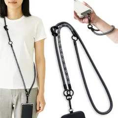 [Cocovist] スマホストラップ ショルダー 手首 首掛け 【3WAY・長さ調整可能】 斜め掛け おしゃれ 軽量 丈夫 落下防止 取り外し簡単 スマホショルダー 紐 携帯ストラップ 男女兼用 (ダークグレー/金属ホルダーセット)