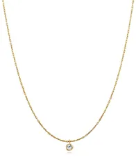 [ジュエリーショップエム] ネックレス レディース 女性用 1粒 1石 ストーン シンプル キラキラ チェーン 金属アレルギー対応 S ゴールド nif0019-G