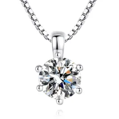 [SIRUBA-SZ] ネックレス レディース モアッサナイト 一粒ネックレス ロジウムメッキ 長さ調節可能 金属アレルギー対策 シルバー シンプル 0.8CT 6MM