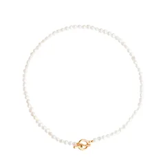 [Yooping] バロックパール ネックレス オリジナルデザインの天然小淡水パール が連なってできた華奢なビーズネックレス マンテル ネックレス メンズ レディース共通 ホワイト パール+ゴールド マンテル