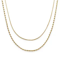 [ジュエル ボックス] JewelVOX ネックレス レディース サージカルステンレス ショート 金属アレルギー対応 チェーン 2連 大人 (ゴールド)