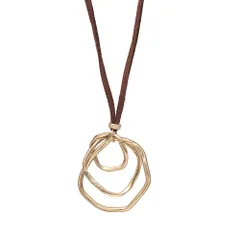 ネックレス フープ リング カジュアル レディース アンティーク加工 ゴールド soln-006