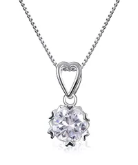 [Aihengxin] ネックレス レディース ジルコニア シルバー925 金属アレルギー対応 6本爪 ハート 約束 アクセサリー ベネチアンチェーン ペンダント 誕生日プレゼント 母の日 家族 友達 ジュエリー アジャスター ジュエリーボックス付き