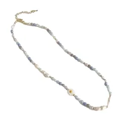 [ホワイトファング] ネックレス 首 おしゃれ アクセサリー ビーズ パール フラワー ポップ かわいい レディース AZ333(ブルー)