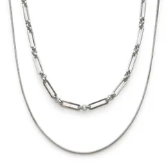 [ジュエル ボックス] JewelVOX ネックレス レディース サージカルステンレス 2点セット 3way ショート 金属アレルギー対応 大人 (シルバー)