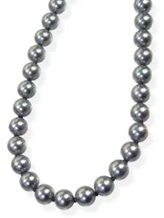 [あなたと私の宝石箱] 花珠貝パール ネックレス 8.0mm42ｃｍ・グレーブラックタイプ ＜日本製＞ 【ギフトラッピング済み】