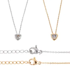 [UNICRAFTALE] 2本 2色 ネックレス レディース ペンダント ラインストーン付き ハート クリア ハート チャーム ステンレス チェーン ネックレスチェーン メンズレディジュエリー シンプル 人気 誕生日 クリスマス プレゼント ギフト 45cm