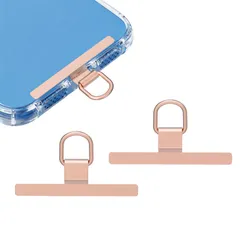 2個入り Heptour スマホ ストラップホルダー 極薄0.2mm ステンレス製 浮きにくい設計 携帯ストラップホルダー 金属製 薄型 丈夫 スマホケースに挟む 充電干渉なし 落下紛失防止 iPhone android 全機種対応 ローズゴールド