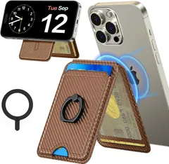 MILPROX カードケース スマホスタンド カードホルダー ウォレットスタンド マグネット内蔵 磁気リング付き 縦横角度調節可能なスタンドカード 財布 3枚収納可能 iPhone 15 14 plus pro promax 13 se Xperia andr