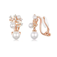 【新品】 immobird パール イヤリング レディース ピンクゴールド 3つの真珠 ノンホールピアス 結婚式 金属アレルギー対応 イヤリング 痛くない ビーズ 可愛い ジュエリーアクセサリー 母の日 プレゼント 母の日 ギフト 入学式 卒業式 0