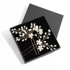 【新品】 [ティグロス] TIGLOSS 髪飾り Uピン 小枝 ゴールド 結婚式 お呼ばれ ヘッドドレス ヘアアクセサリー ヘアピン パール コーム 和装 留袖 専用BOX付 1