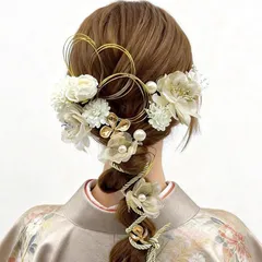 【新品】 不二玩家 卒業式 髪飾り 19点セット ギフトボックス入り パール付き 袴 花 和装 ヘアアクセサリー 成人式 編みおろし 振袖 シンプル ハーフアップ (白金) 0