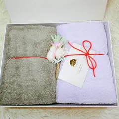 TOKUGAWA MIKA タオル ギフトセット 2枚入 パープル カーキ 贈り物 箱付 徳川 内祝い お返し 出産祝い 結婚祝い プレゼント 挨拶 粗品 高級タオル フェイスタオル 桜柄 箔押し 豪華 ボックス入り 花飾り付