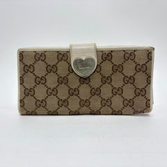 GUCCI グッチ GGキャンバス 長財布 ハート金具 ブラウン ラメ Y2K