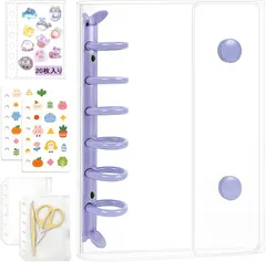 シールバインダー 女の子 6穴 推し活 シール収納 A7かわいい 文房具 クリアバインダー ミニ メモ ミニシール帳 カード 3層構造 A7サイズ【バインダー×1個+リフィル×20枚+下敷き×2枚+チャック付きポケット×2枚】 カードスリーブ シール帳 写真整