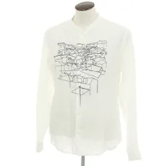 【中古】ジーゼニア Z Zegna リネン プリント バンドカラー カジュアルシャツ ホワイト【サイズL】【メンズ】のサムネイル