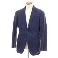 【中古】ラルディーニ LARDINI ウール チェック 2B テーラードジャケット ネイビー系【サイズ48】【メンズ】