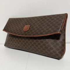 【美品】CELINE セリーヌ マカダム柄 クラッチバッグ セカンドバッグ PVC レザー ブラウン vintage MADE IN ITALY イタリア製 メンズ レディース ユニセックス 男女兼用 B501