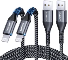 【3m】SUNGUY iPhone 充電ケーブル 3M 2本セット ライトニングケーブル MFi認証済み ナイロン高耐久 断線防止 Lightning ケーブル 2.4A急速充電 アイフォン充電 データ転送同期 Carplay対応 充電器 コード iPhone