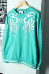 (M-L) Ed Hardy スウェット Tシャツ スタジャン タイガー ミント ストリート-17A60