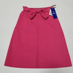 希少【未使用品】BURBERRY BLUE LABEL ウエストベルト リボン フレアスカート サイズ38 Мサイズ相当 ホースロゴ刺繍 ノバチェック プリーツ 山陽商会