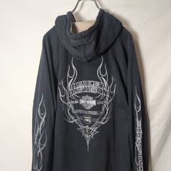 00s Harley-Davidson スカル フレイム ジップ パーカー - メルカリ