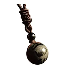 【新品】 [LTG] 16mm パワーストーン ネックレス メンズ レディース 瑪瑙 オブシディアン タイガーアイ 黒曜石 茶水晶 虎目石 天然石 7992054 (【E】 六字真言)