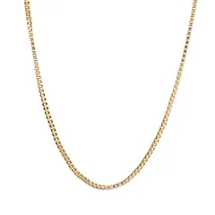 【新品】 [LUXSTAR] ベネチアンチェーン ネックレス メンズ レディース シルバー ゴールド 銀 金 316L サージカルステンレス 幅 2mm 3mm 長さ ブランド ボックスチェーン (ゴールド 金 太さ 2mm, 55cm)