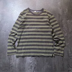 Old Uniqlo Border Striped Long Sleeve T-Shirt Men's S Khaki Charcoal Archive オールドユニクロ ボーダー ロンT 好配色 メンズ S カーキ /チャコールグレー y2k