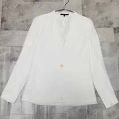 USA製【美品】theory ノーカラー ジャケット サイズ0 Mサイズ相当 ホワイト 白色 ADA MADERA シングル 1B 1ボタン アメリカ製 ポリエステル