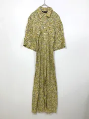 ZARA ザラ 花柄 ボタニカル 半袖 ロング ギャザー シャツ ワンピース sizeXS/ベージュ  ■◆ レディース