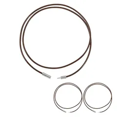 【新品】 [CAPASTEC] 紐 ネックレス チェーン メンズ 男性女性用 ワックスコード チョーカー スポーツ用 簡単ワンプッシュ 金属アレルギー対応 アクセサリー 太さ1.5mm 長さ40cm ブラウン 3個