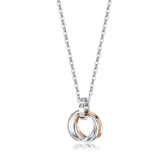 【新品】 [Rockyu] レディース ネックレス 金属アレルギー ピンクゴールド 18K ジルコニア ダイヤ 3連リングペンダント シンプルファッション 男女兼用 人気 アクセサリー