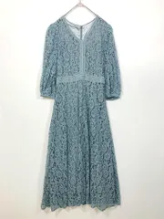 &. NOSTALGIA アンドドットノスタルジア 結婚式 二次会 レースVネック ワンピース sizeM/グレイッシュブルー ■■ レディース